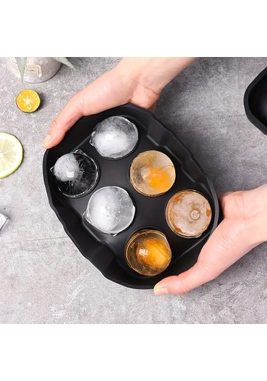 Tahtakale Toptancı Silikon Buz Kalıbı Yuvarlak Küre Buz Kalıbı 6 Lı Çok Renkli