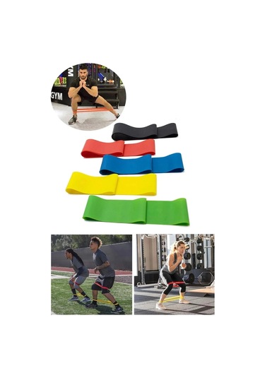 Periboia 5 Li Set Aerobik Bandı Fitness Egzersiz Plates Direnç La Çok Renkli