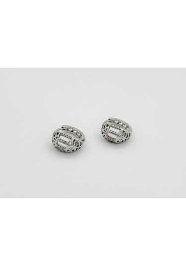 White Gold Plated Rico Hoop Küpe Silver