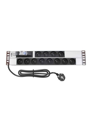 Amp Connect 19" 2u 12 Ups / Fransız Soketli 16a Otomatik Sigorta Koruyuculu Alüminyum Kabin Prizi Pdu