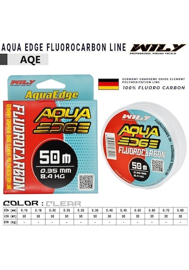 Wily Aqua Edge 0.25mm 50m Fluorocarbon Misina 4.7kg Çeker