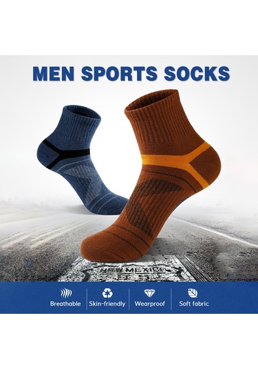 Konesam Erkek Spor Çorapları 5'li Paket - Pamuklu, Teri Emici, Nefes Alıcı, Kadınsız - Gri, Siyah, Koyu Gri, Mavi, Kahverengi Ds-858 Siyah