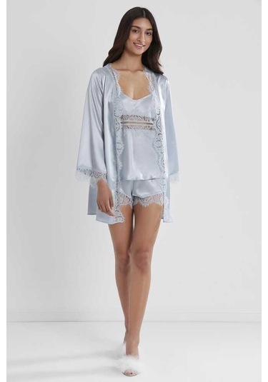 Pierre Cardin Saten Mist 3lü Kimono Şort Takımı 2490 001