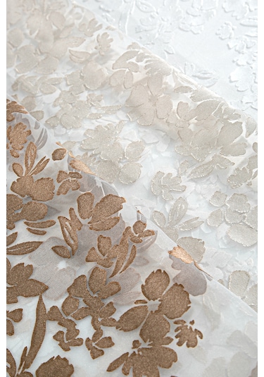 Pannello Tül Perde Beyaz Kahve 140x295 Kahverengi