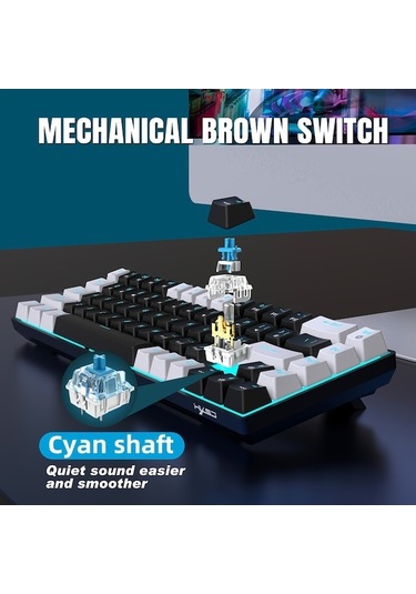 Fastbuy Hxsj Buz Mavisi Işıklı 68 Tuşlu Usb-c Mekanik Klavye