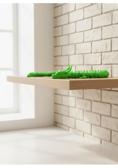 Yeşil Hareketli Ejderha Figürü Esnek Gövdeli Fantastik Dekor 60 Cm