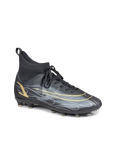 Jump 29676 Çocuk Çoraplı Çim Saha Kramponu Siyah Beyaz - Siyah