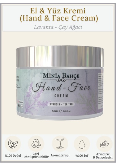 Minia Bahçe Lavanta & Çay Ağacı Yağı Besleyici El ve Yüz Kremi 50 ML