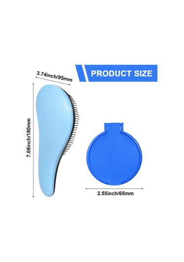 Yifomall Renkli Saç Tarak Seti: Masajlı, Dolaşmayı Önleyen Plastik Tarak Ve Aynalı Kombinasyon - Mavi
