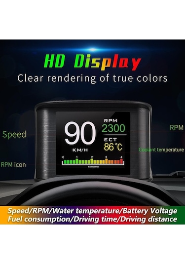Yifomall Araç Hud Göstergesi - Hız, Su Sıcaklığı Ve Obd Uyarıları İçin Akıllı Head-up Ekran
