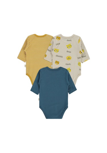 Civil Baby Aslan Empirmeli 3 Lü 0-36 Ay Çıtçıtlı Badi - Hardal