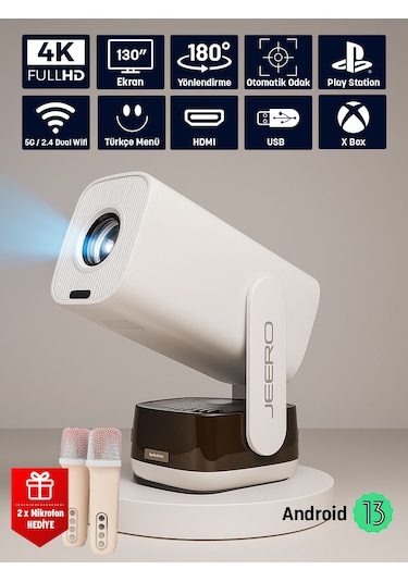 Jeero K6 Dual Microphone Ktv Projectör Karaoke - Android 13