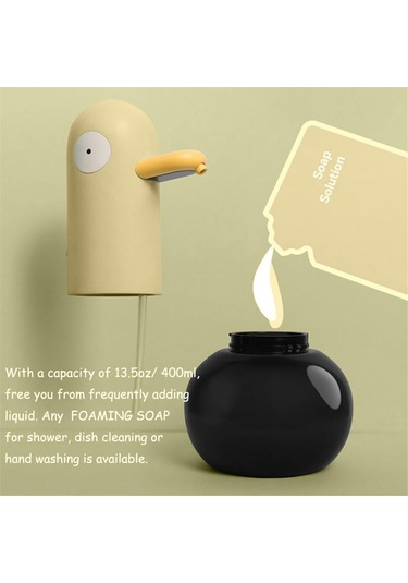 Xiaaokeji Köpük Sabunluk Temassız Ördek Şeklinde Sabunluk 400ml Sarı