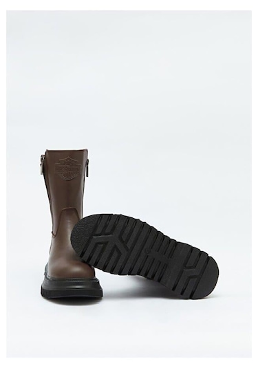 Harley Davidson Rıver Kahverengi Deri Kadın Bot Postal Ayakkabı Kahverengi