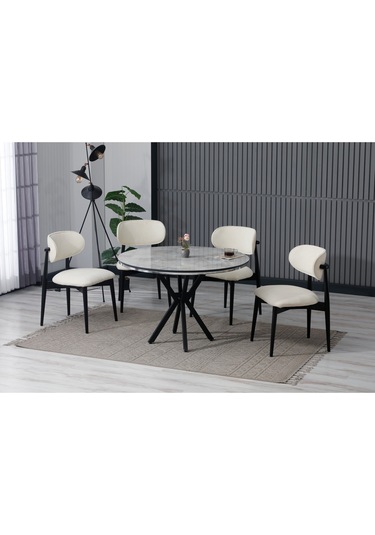 Endam Yuvarlak Açılır Masa Takımı Bej