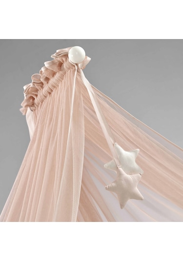 Meltem Kids Mondo Sallanır Ahşap Anne Yanı Beşik 60x120 cm (beyaz-motto pudra) Pudra