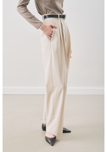 Classıc Pileli Pantolon Bej Bej
