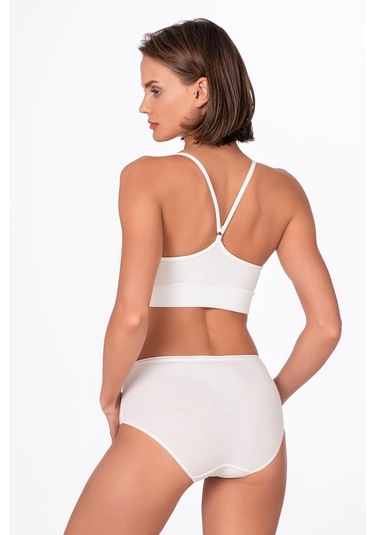 Kadın Pamuklu Yüksek Bel Bato Modal Külot Ekru K23922 Ekru