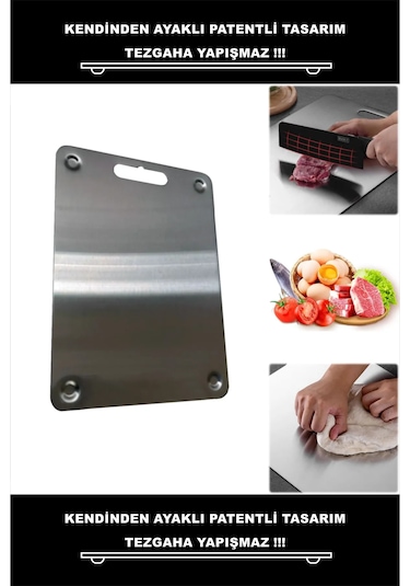 Küçük Boy-paslanmaz Çelik Kesme Tahtası- Ayaklı-antibakteriyel