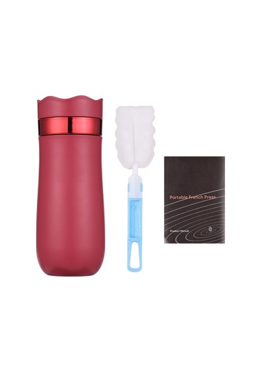 Pazly Taşınabilir French Press Seyahat Kupa 320ml/11oz Paslanmaz Çelik H47729r Kızıl Renk Kızıl