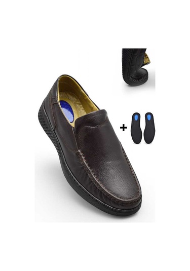 9575 Ortopedik Taban Siyah Hakiki Deri Erkek Ayakkabı Yazlık Mevsimlik Kahverengi