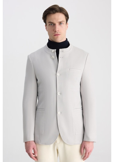 Twn Slim Fit Gri Armürlü Kumaş Ceket 5ec04ad01484m 301