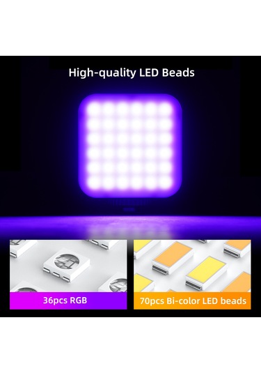Andoer D02 Çift Taraflı Cep Rgb Video Led Dolgu Işığı Siyah Siyah