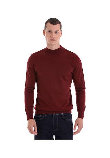 Hatemoğlu Kiremit Regular Fit Düz Yarım Balıkçı Yaka Yünlü Triko Kazak Kiremit