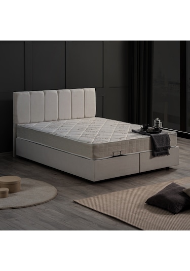 Setaymobilya Baza, Çift Kişilik Defne Krem Baza + Başlık + Comfort Yatak Seti