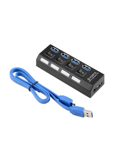Forzacase FC800 Işıklı Düğmeli 4 Port USB 3.0 Port Çoğaltıcı Hub Switch