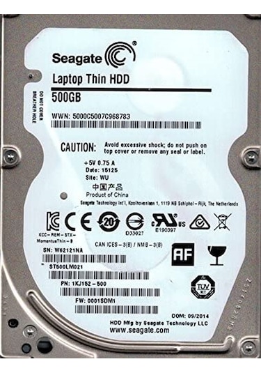 Seagate Laptop Thin ST500LM021 2.5" 500 GB SATA 3 HDD