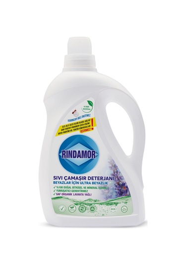 % 100 Doğal Bitkisel Sıvı Çamaşır Deterjanı Organik Lavanta Yağlı - Beyazlar İçin Ultra Beyazlık 2200 ML