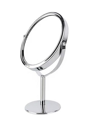 Sonx Oval Masaüstü Ayaklı 360 Dönebilen Çift Taraflı Büyüteçli Krom Ayna 18x10cm Siyah