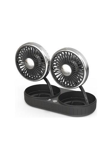 Universal Araç Soğutma Fanı Usb Çift Kafalı Pano Fanı 360 Derece Dönebilen Suv Rv Tekne Oto Araçları İçin 3 Hızlı Fanlar - Siyah / Gümüş