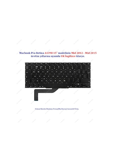 Apple Uyumlu MacBook Pro İle 15inc A1398 Klavye Tuş Takımı Uk-ingilizce