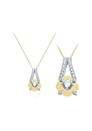 Diamond Line-Gülaylar - Sarı Beyaz Altın 14 Ayar Koleksiyon Kolye N11.25414