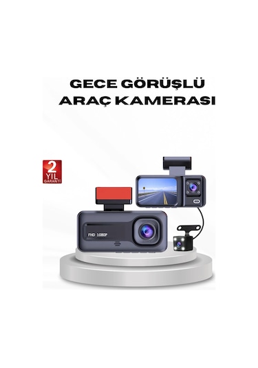Bay Full Hd Üç Kameralı Araç Kamerası G-sensörlü Ve Gece Görüşlü Najmaddin 52039712