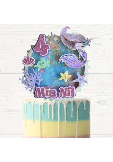 Deniz Kızı Kız Çocuk Doğum Günü Pasta Süsü Parti Malzemesi Topper