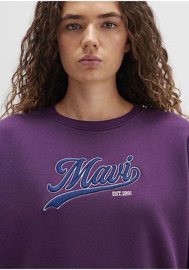 Mavi Logo Baskılı Kadın Sweatshirt M1S10419-70679 Mor