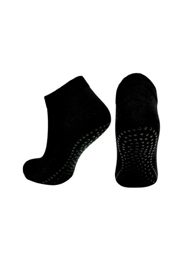 Tek Çift Likralı Kaymaz Taban Abs Silikon Baskılı Spor Aktivite ve Hac Umre Tavaf Erkek Çorap Siyah