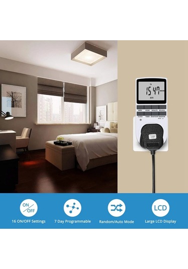 Symbee Ev Elektrikli Cihazları İçin Akıllı Zamanlayıcı: Otomatik Açma-kapatma, Eu Standartı, Enerji Tasarrufu, 7 Günlük Programlama, Lcd Ekranlı Soket