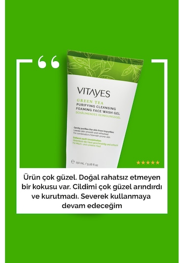 Vitayes Yeşil Çay Özlü Yüz Yıkama Jeli 3 x 150 ML
