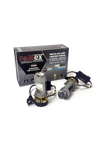 Femex H4 Pro Plus Exclusive Mini Bi-led + Laser Kendinden Mercekli Selektör Aparatlı Performans Led
