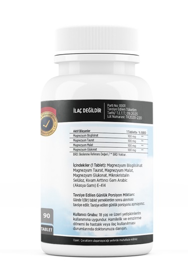 Flx Magnesium Bisglisinat Malat Taurat Glukonat 90 Tablet