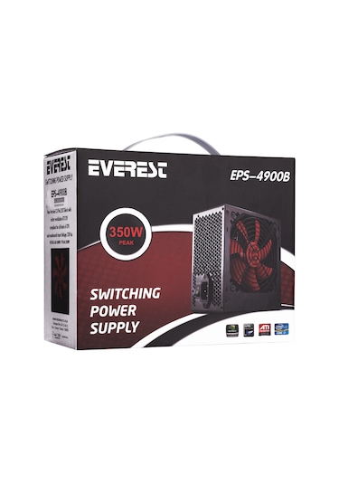 Everest EPS-4900B Peak 350W 3*Sata 6+4 PIN 12CM Fanlı Güç Kaynağı