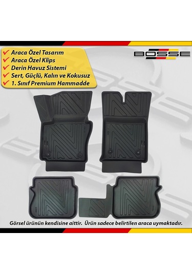 Vw Caddy Paspas Araca Özel 2003 - 2010 Arası İçin Derin Havuzlu Paspas Bosse North Serisi