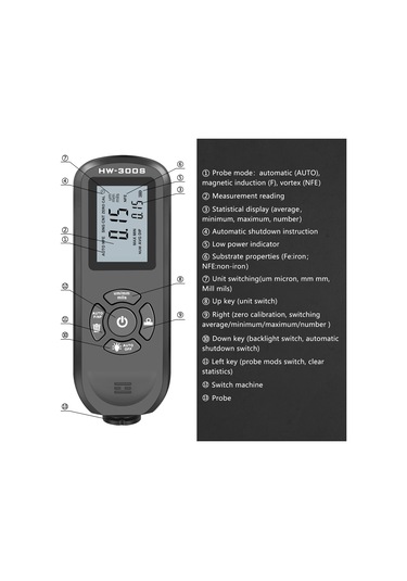 Suofeng Yüksek Hassasiyetli Lcd Dijital Otomobil Film Kalınlık Ölçer, Üç Prob Modu Ve Veri İstatistiği İle Otomotiv Boya Kaplama Test Cihazı
