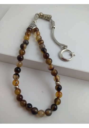 Kahve Akik Taşı Tespih / Doğaltaş Tespih 6 Mm N11.6779