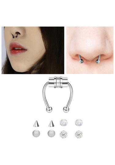 Suntek Kadınlar Için Manyetik Sahte Parlak-gümüş-1,2x8x3mm Gümüş