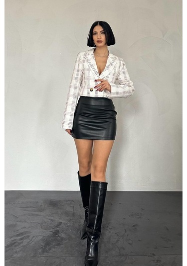 Desenli Crop Ceket Desenli